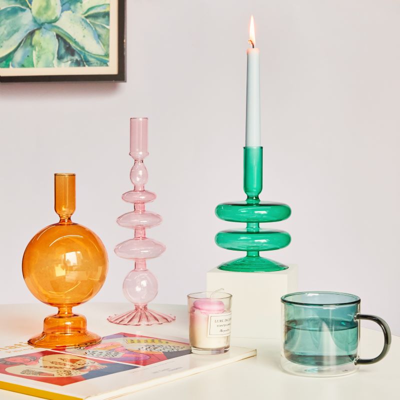 Vintage-Inspired Handblown Glass Candlesticks