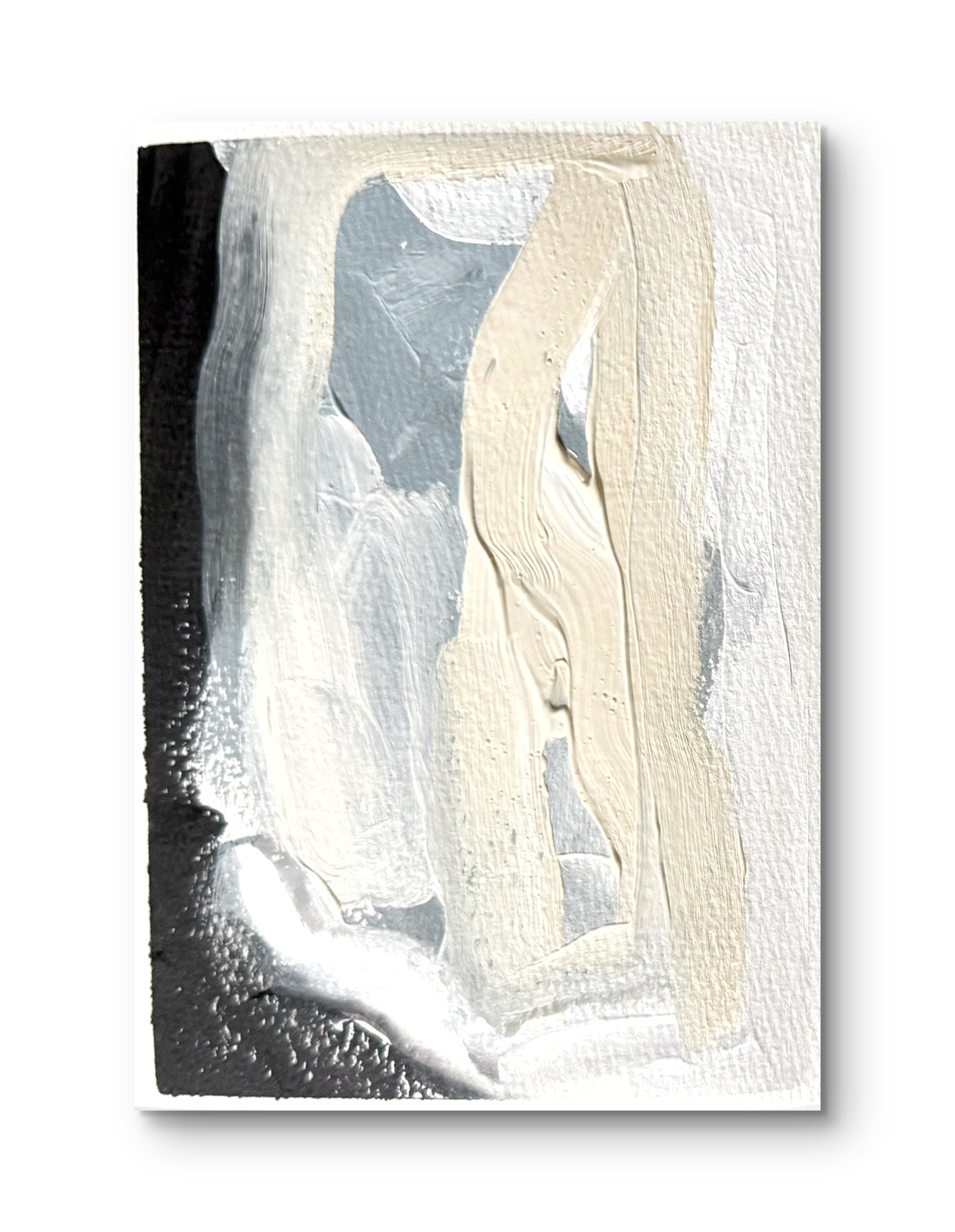 Original Abstract Fine Art Print, Black, White, Taupe, Blue, Monochrome Print (5x7), Abstract Artwork