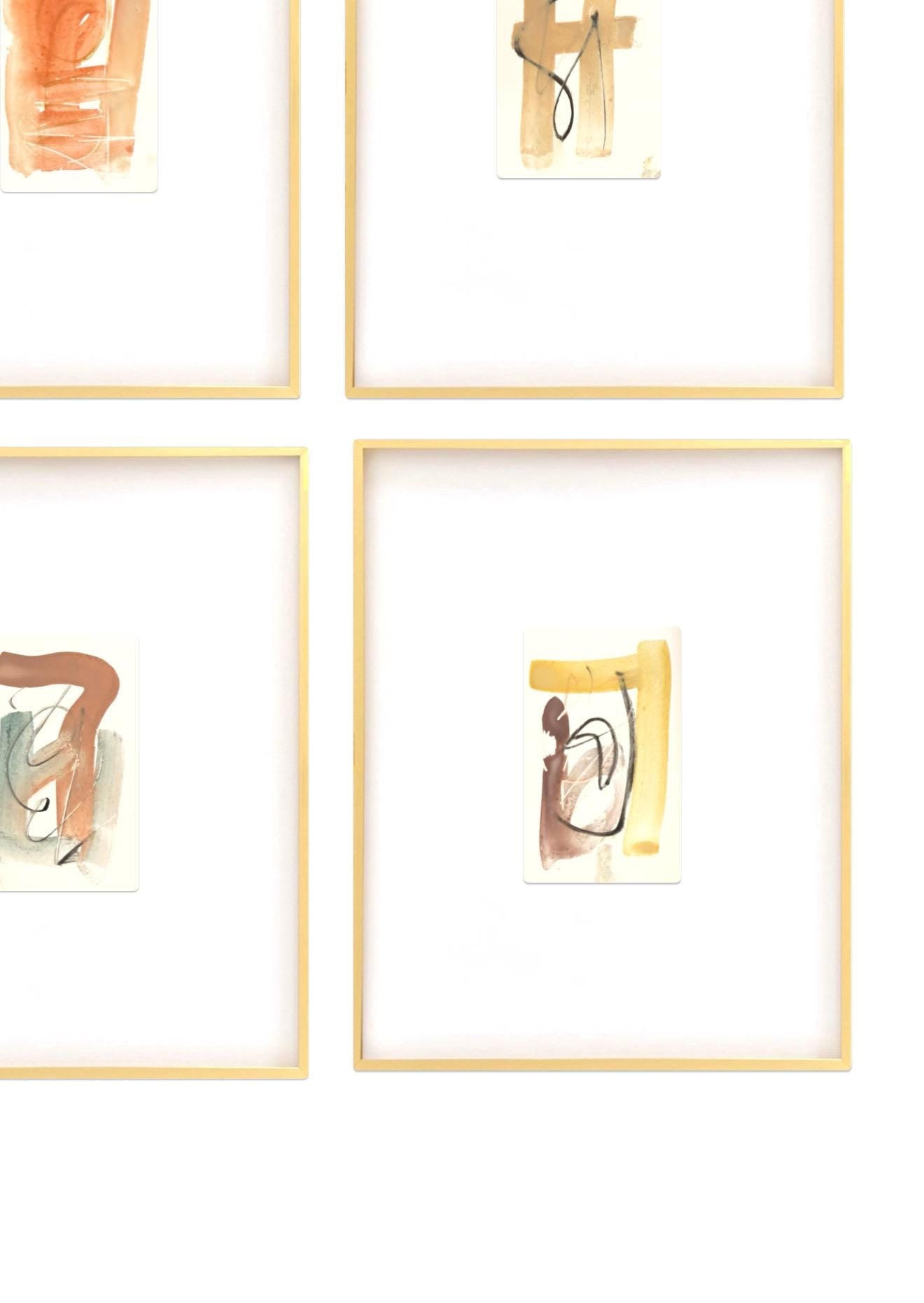 Original Abstract Art, Set of Eight Paintings for Frame Gallery, Framed in Gold Gallery Frame (11x14 or 16x20), Abstract Art, Pastel Art