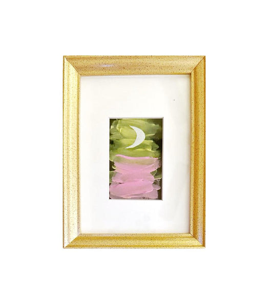 Original Abstract Mixed Media Painting, Framed in 5”x7” Vintage Gold-Leafed Frame, Abstract Wall Art, Framed Abstract Art, Small Framed Art