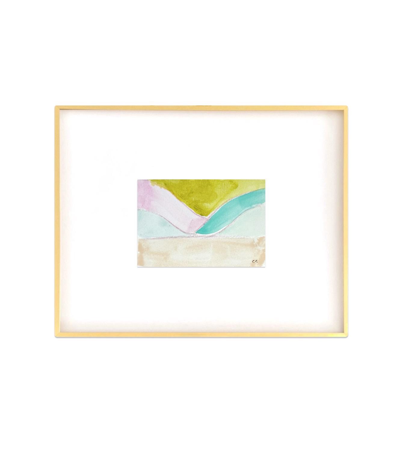 Original Abstract Watercolor Landscape Painting, Digital Print, Digital Download, Blue, Green, and Chartreuse, 5x7, Abstract Artwork
