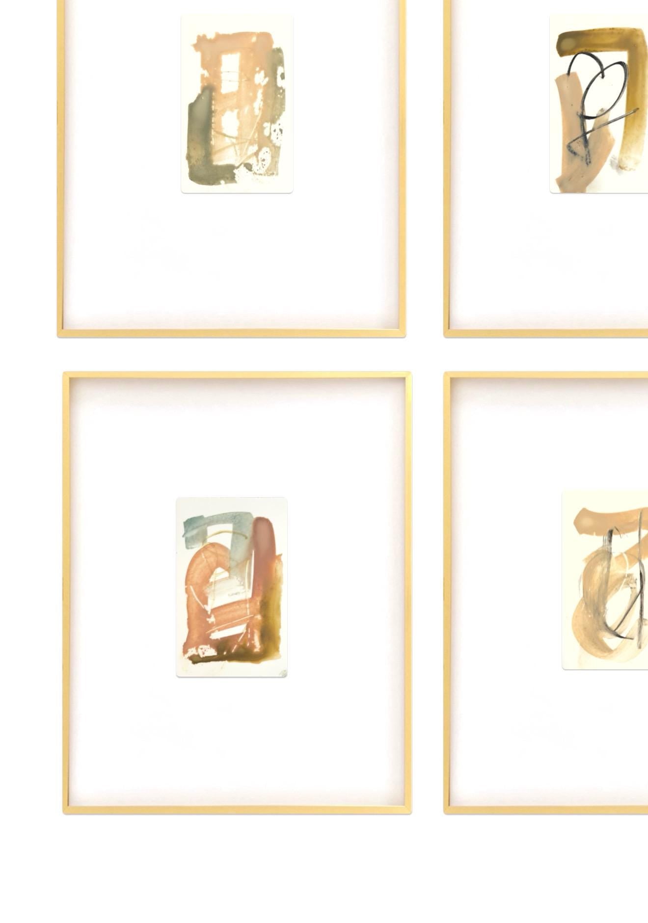 Original Abstract Art, Set of Eight Paintings for Frame Gallery, Framed in Gold Gallery Frame (11x14 or 16x20), Abstract Art, Pastel Art
