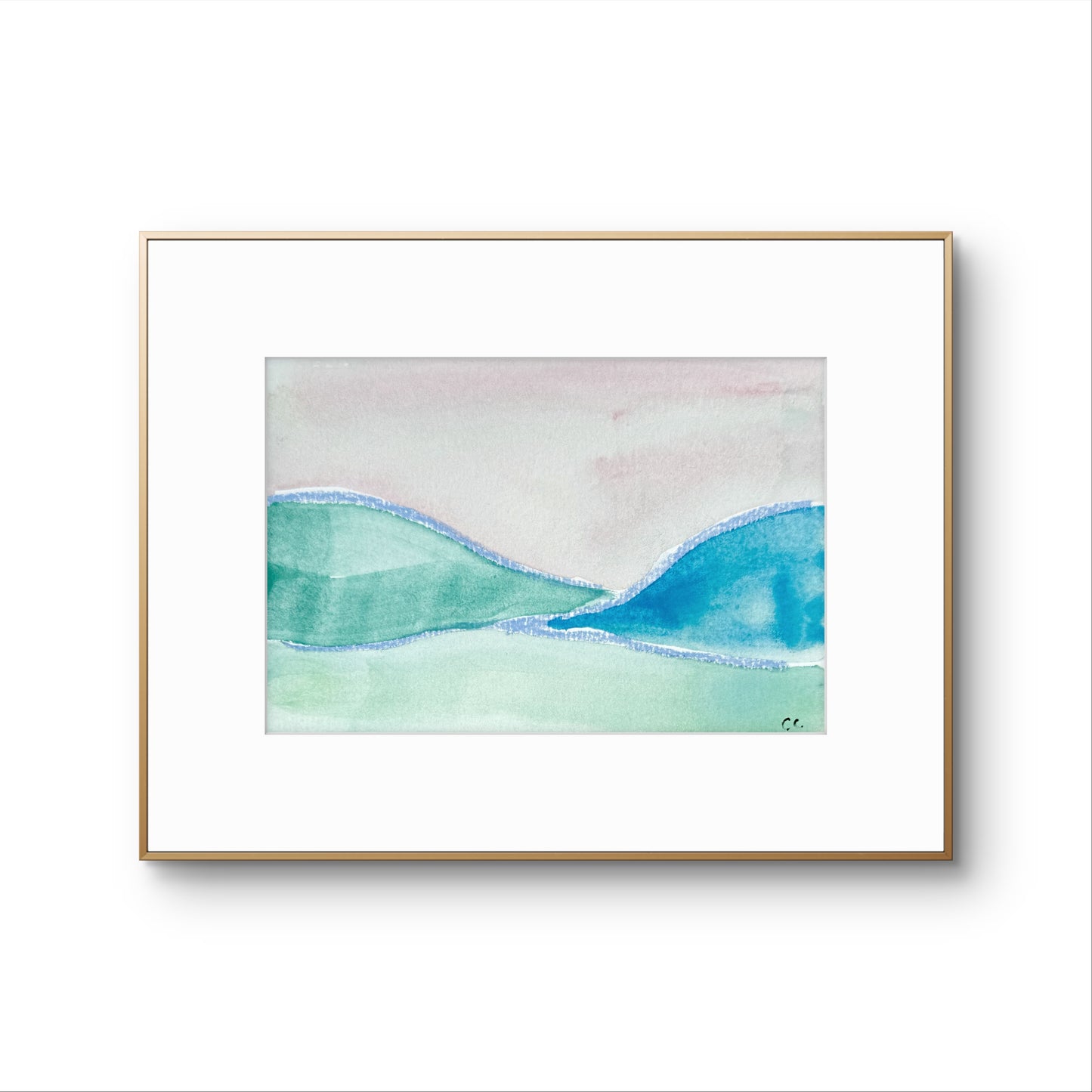 Original Abstract Watercolor Landscape Painting, Digital Print, Digital Download, Blue, Green, and Lavender, Abstract Artwork
