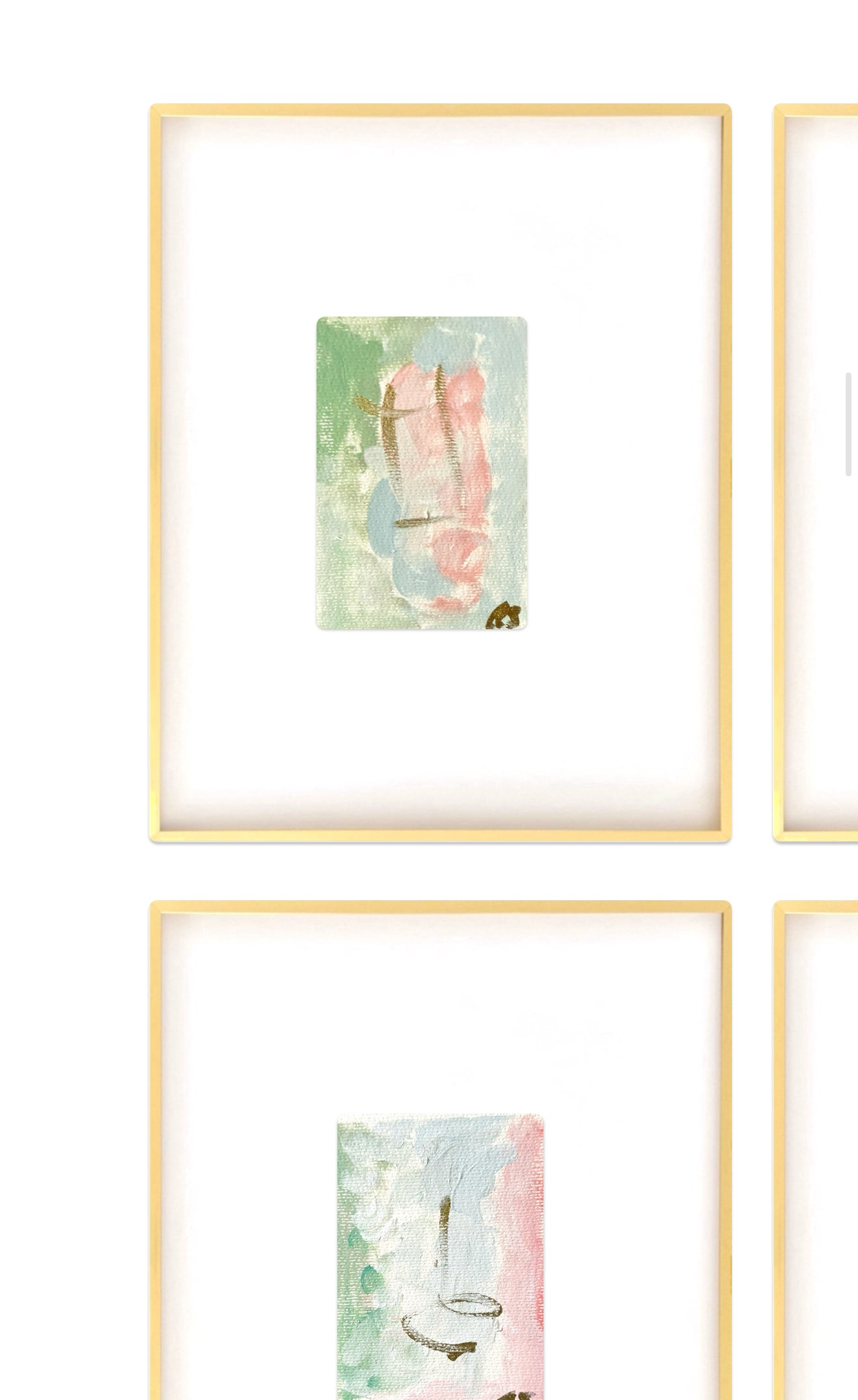 Original Abstract Watercolor Paintings, Set of Four, Framed, Pink, Blue, Green, Abstract Artwork