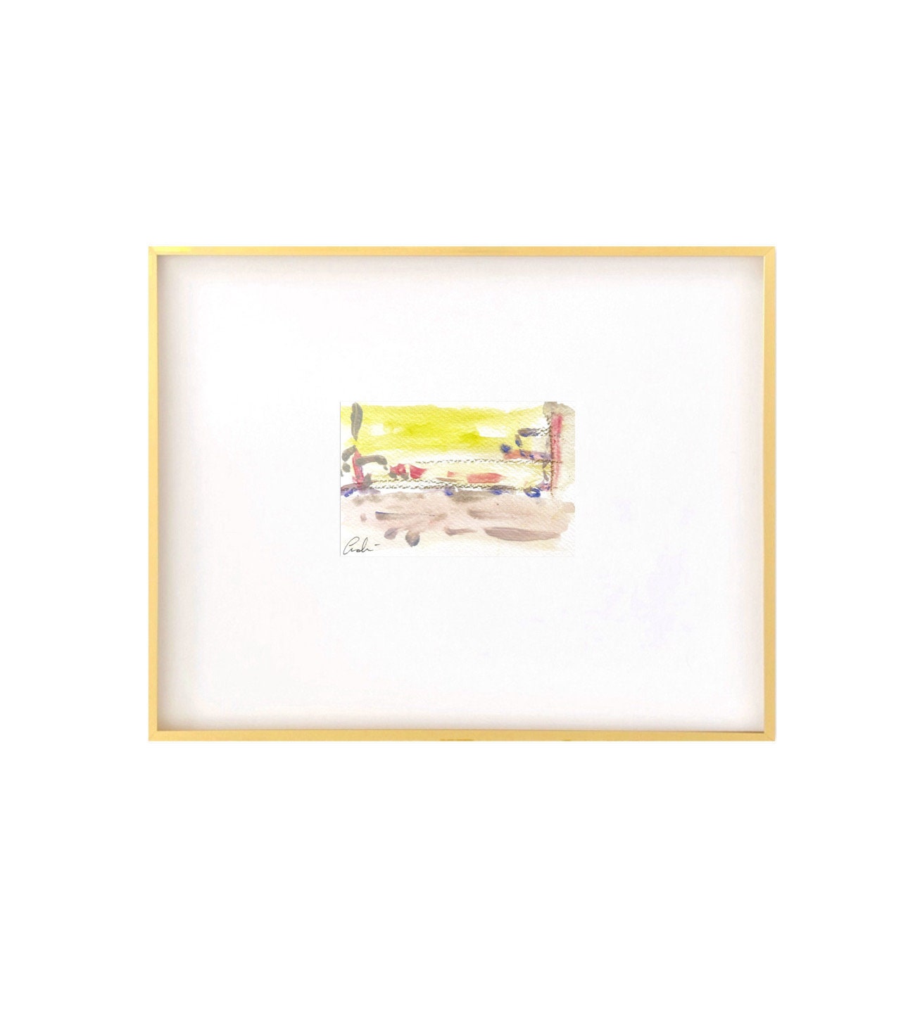 Original Abstract Mixed-Media Painting, Size 4”x6”, Matted in 8”x10”, Ready to Frame, Abstract Artwork, Original Artwork, Coastal Art