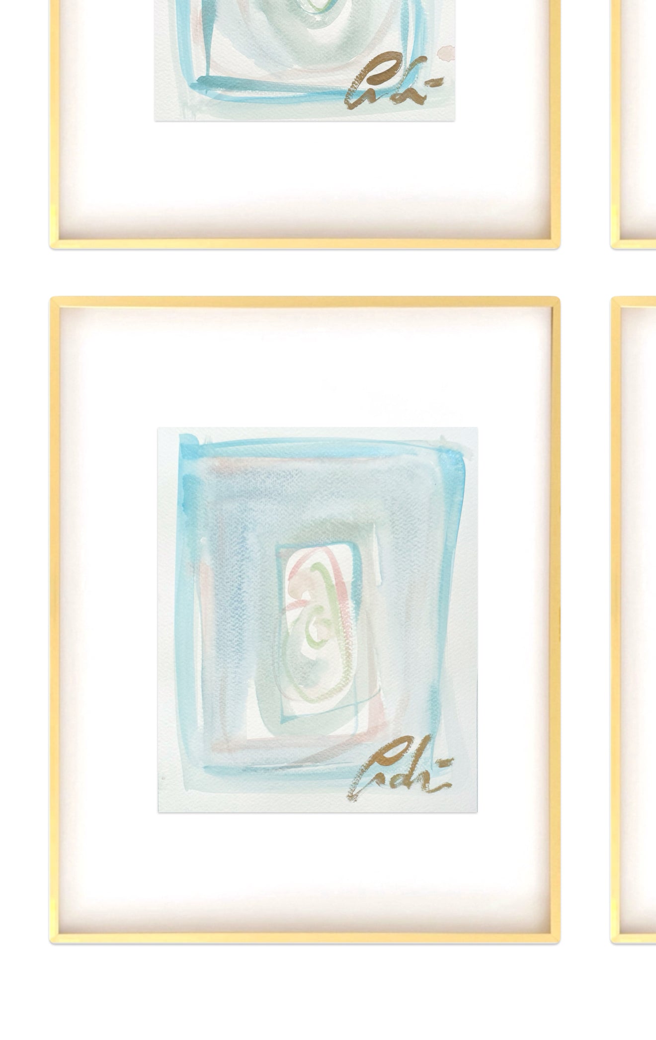 Set of Four Original Abstract Watercolor Paintings on Paper, 8x10