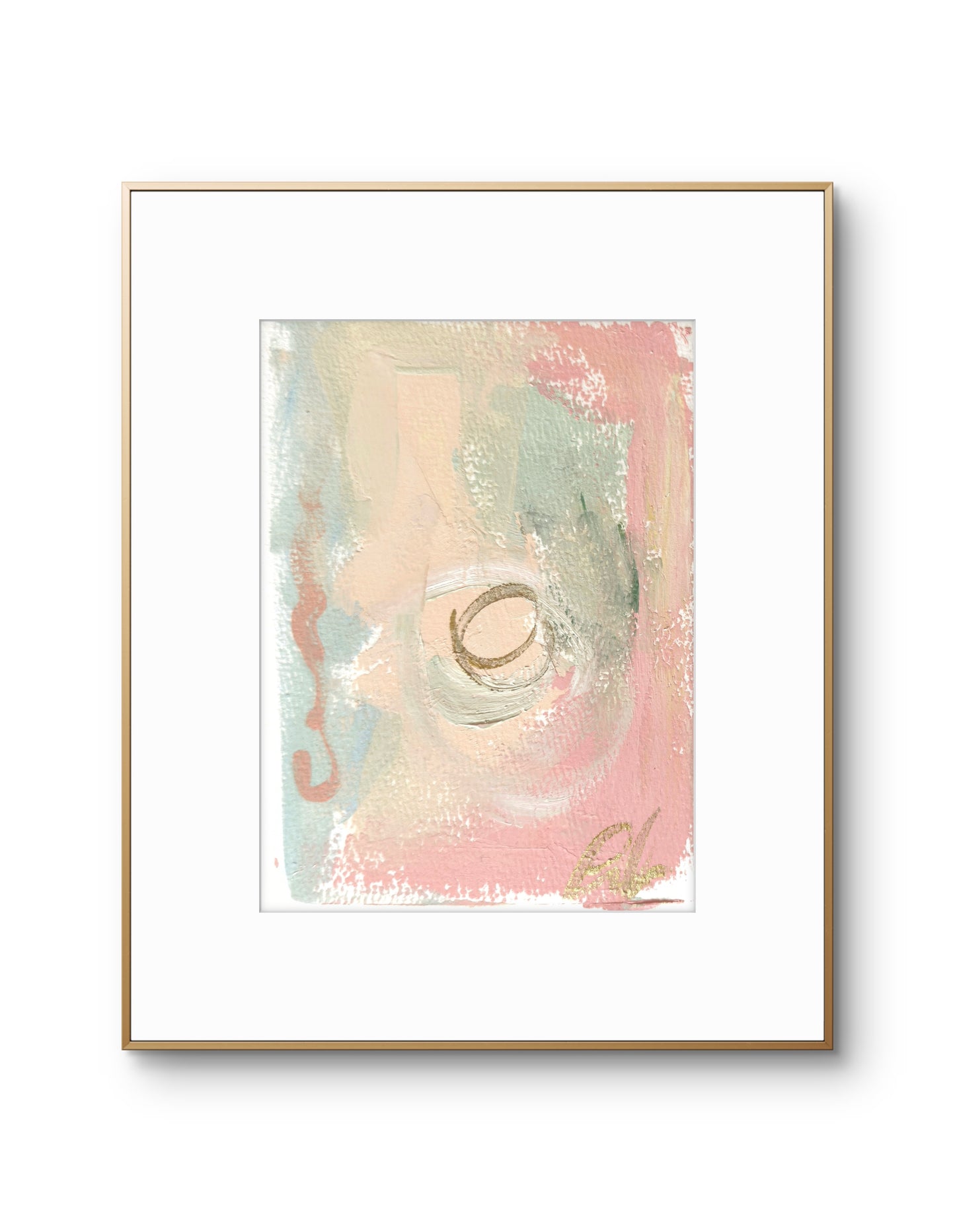 Original Abstract Watercolor Painting Fine Art Giclee Print, Size 5x7, Blue, Peach, Pink