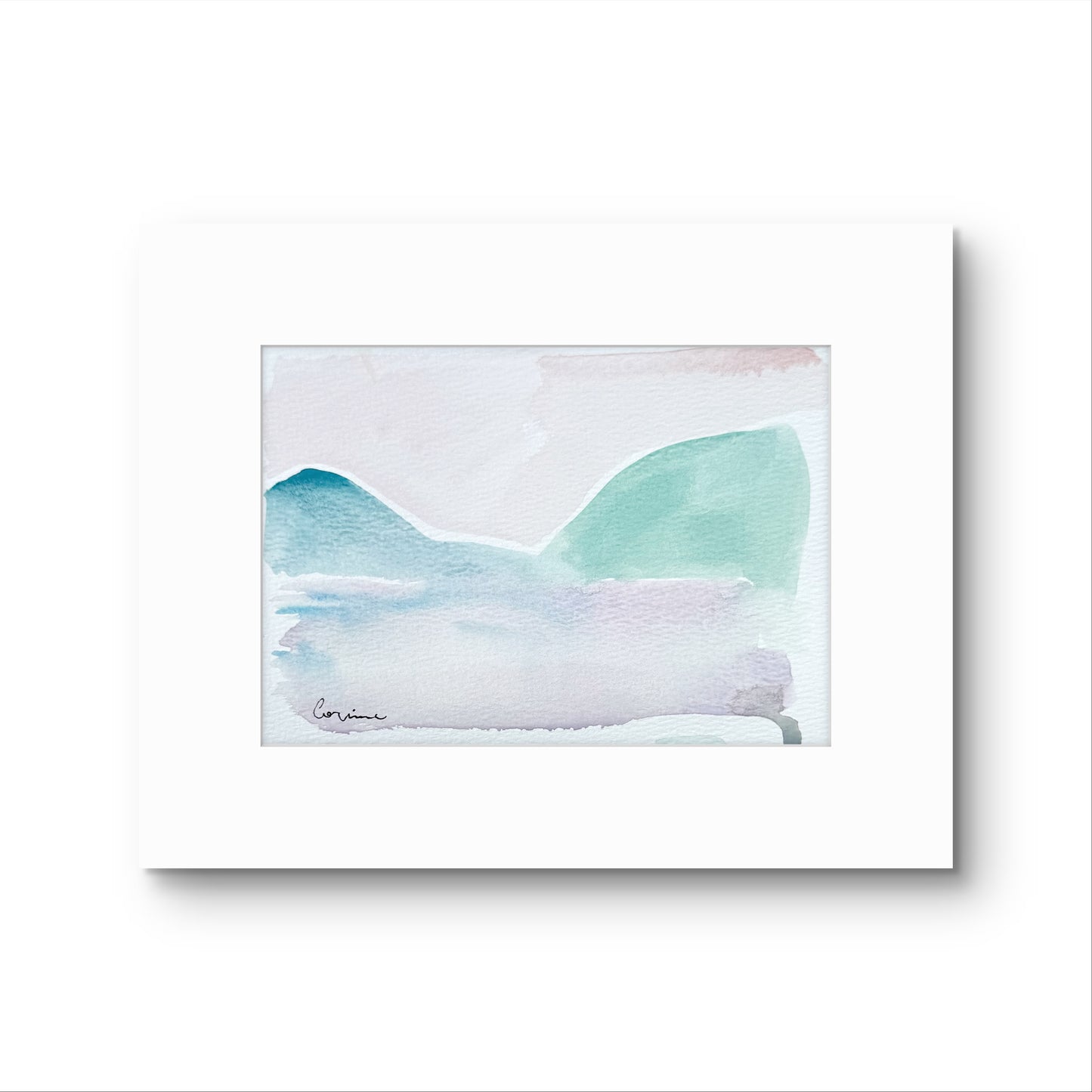Original Abstract Watercolor Landscape Painting, Digital Print, Digital Download, Blue, Green, and Lavender, 5x7