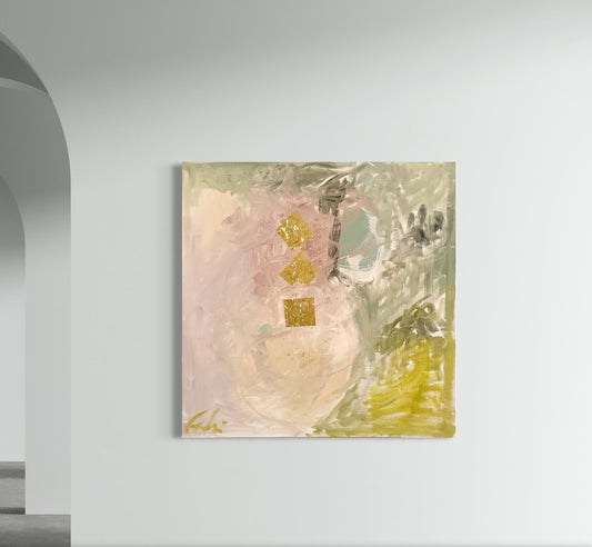 Original Abstract Oil Painting on Stretched Canvas, 30”x30”