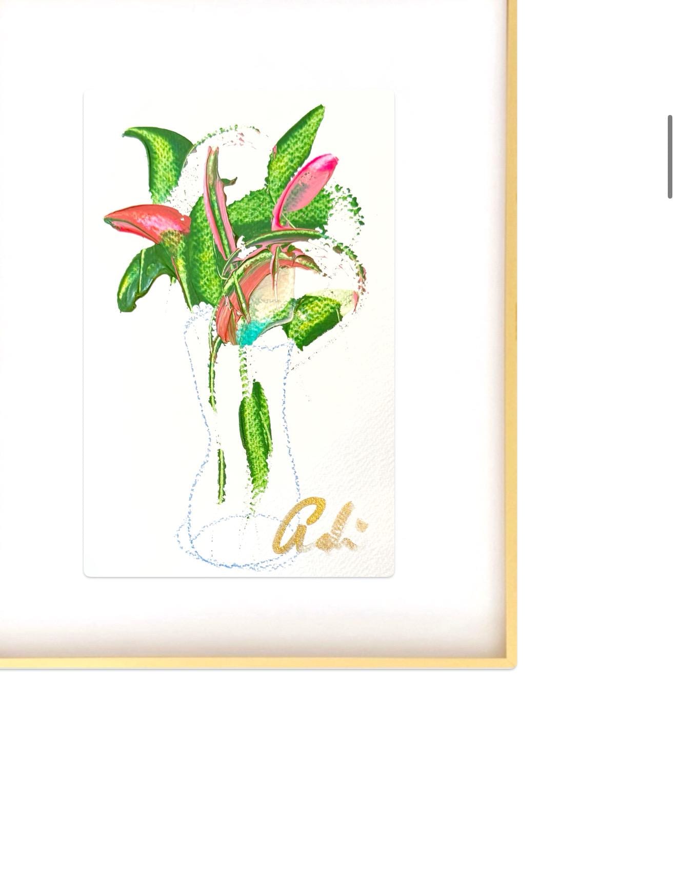 Original Abstract Fine Art Prints, Green, Pink, Blue, Pair (5x7), Abstract Artwork