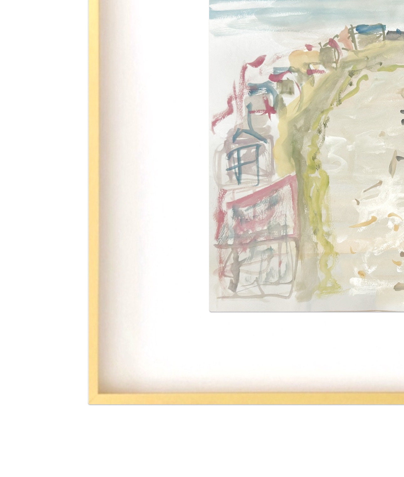 Abstract Watercolor Painting, Original Art, 11x14, Pastel Art, Landscape Abstract Art, Abstract Watercolor Artwork, Framed