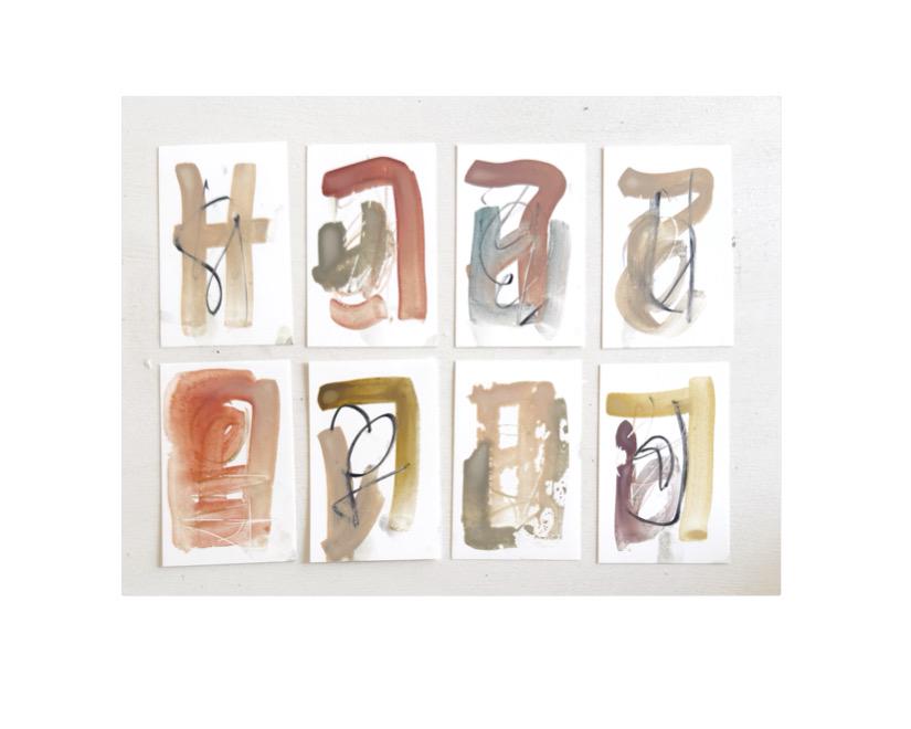 Original Abstract Art, Set of Eight Paintings for Frame Gallery, Framed in Gold Gallery Frame (11x14 or 16x20), Abstract Art, Pastel Art