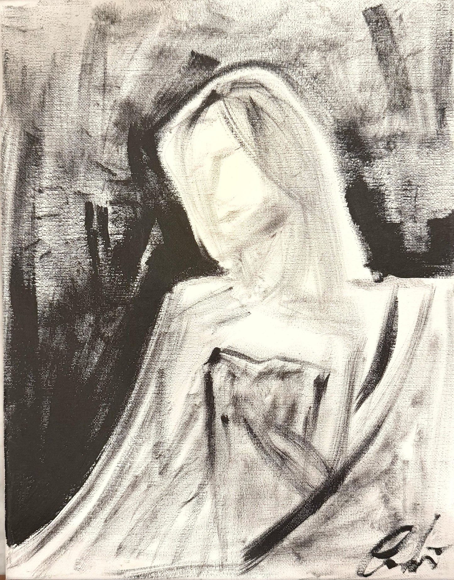 Original Abstract Nude Figure Fine Art Print, Black & White Monochrome Print (8x10)