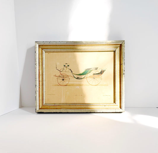 Bicycle Print Framed In Vintage Gold & Silver Leaf Frame