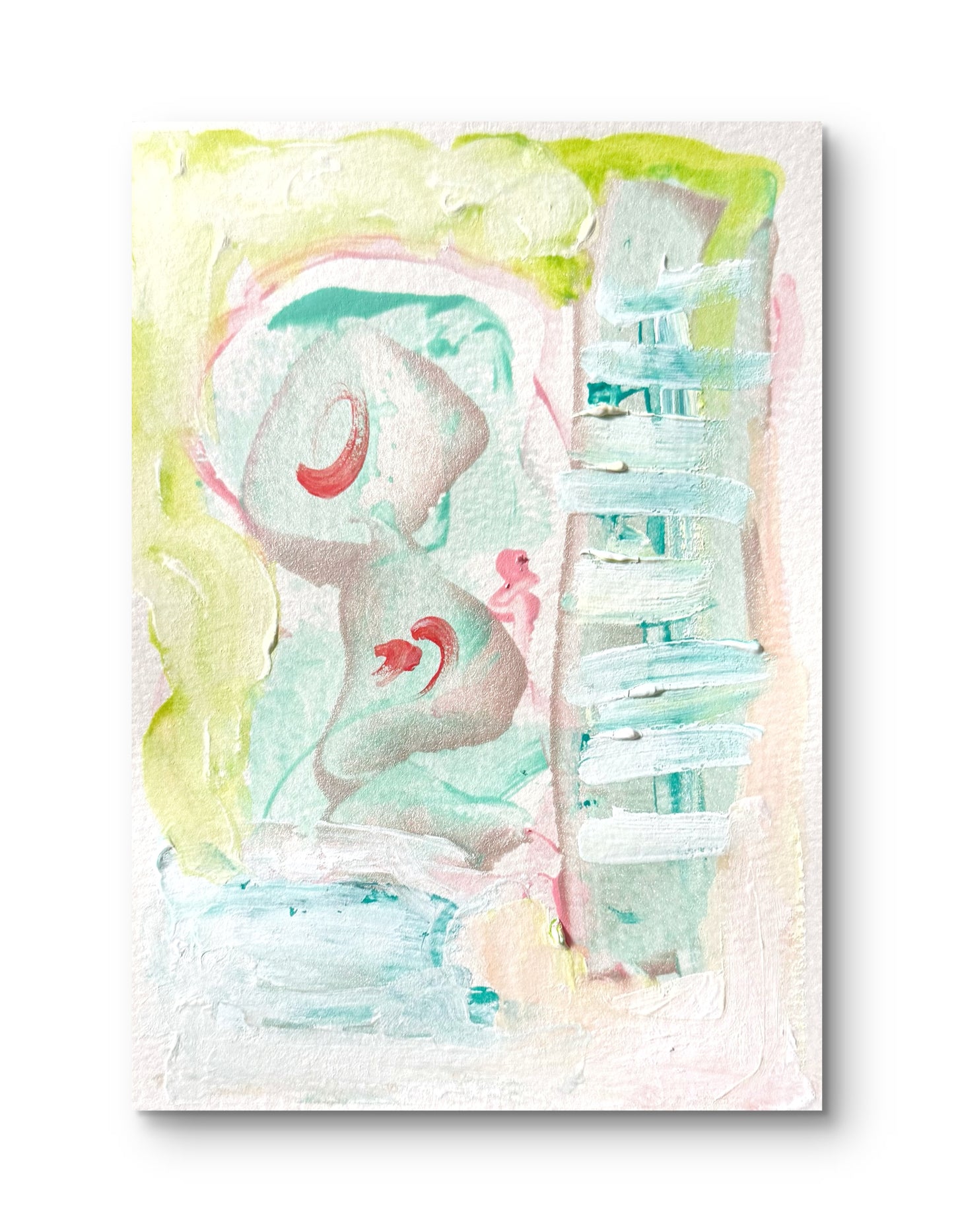 Original Abstract Watercolor Painting, Digital Print, Digital Download, Blue, Pink, and Green, 4x6, Abstract Artwork