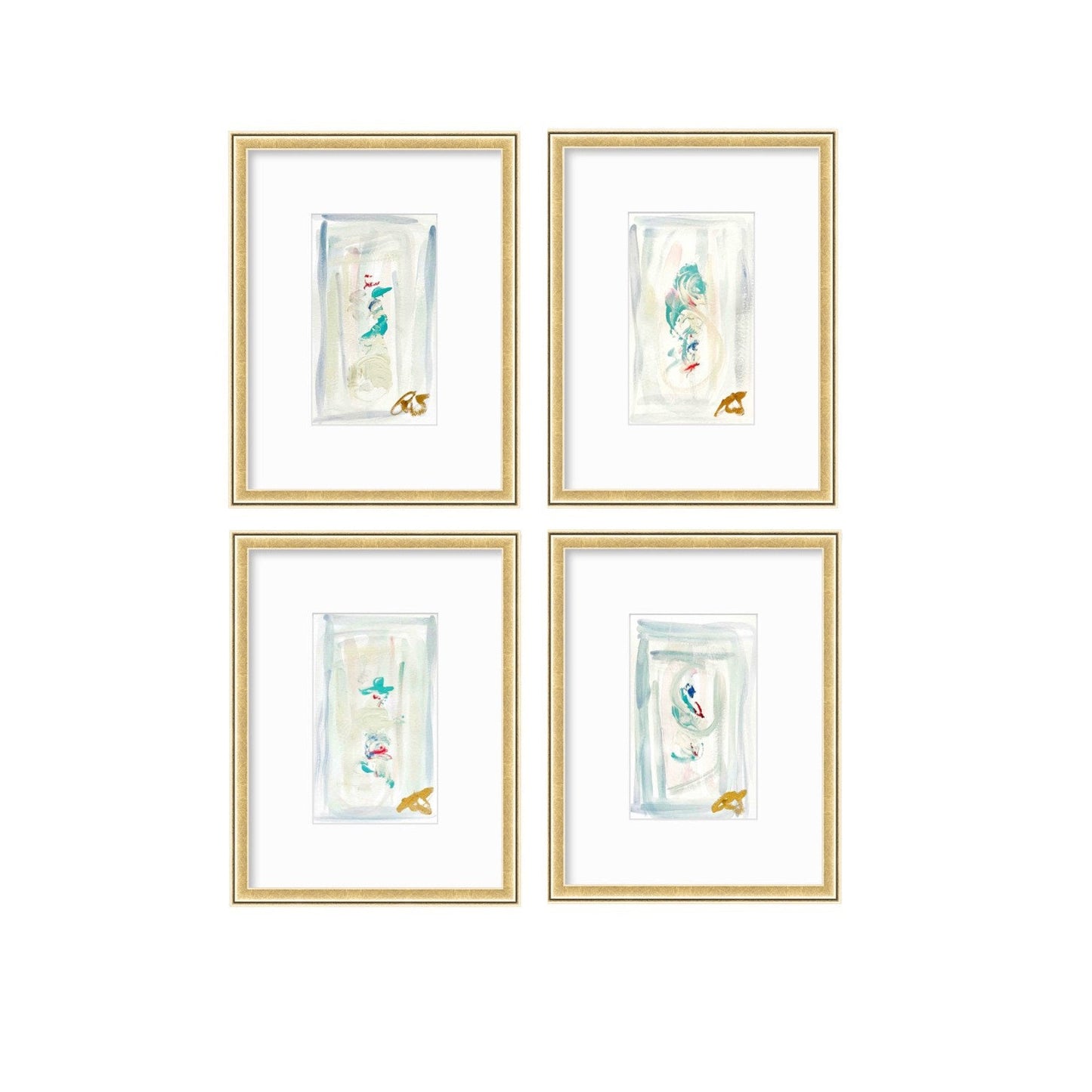 Original Abstract Artwork, Set of 4, Mixed Media, 5" x 7", Original Artwork, Pink Art, Blue Art, Neutral Artwork, Pastel Wall Decor