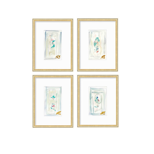 Original Abstract Artwork, Set of 4, Mixed Media, 5" x 7", Original Artwork, Pink Art, Blue Art, Neutral Artwork, Pastel Wall Decor