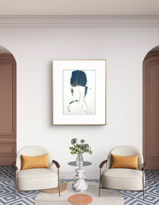 Minimalist Nude Figure Watercolor Oversized Art Print, Modern Figure Drawing, Female Nude Figure Art, Abstract Nude Figure