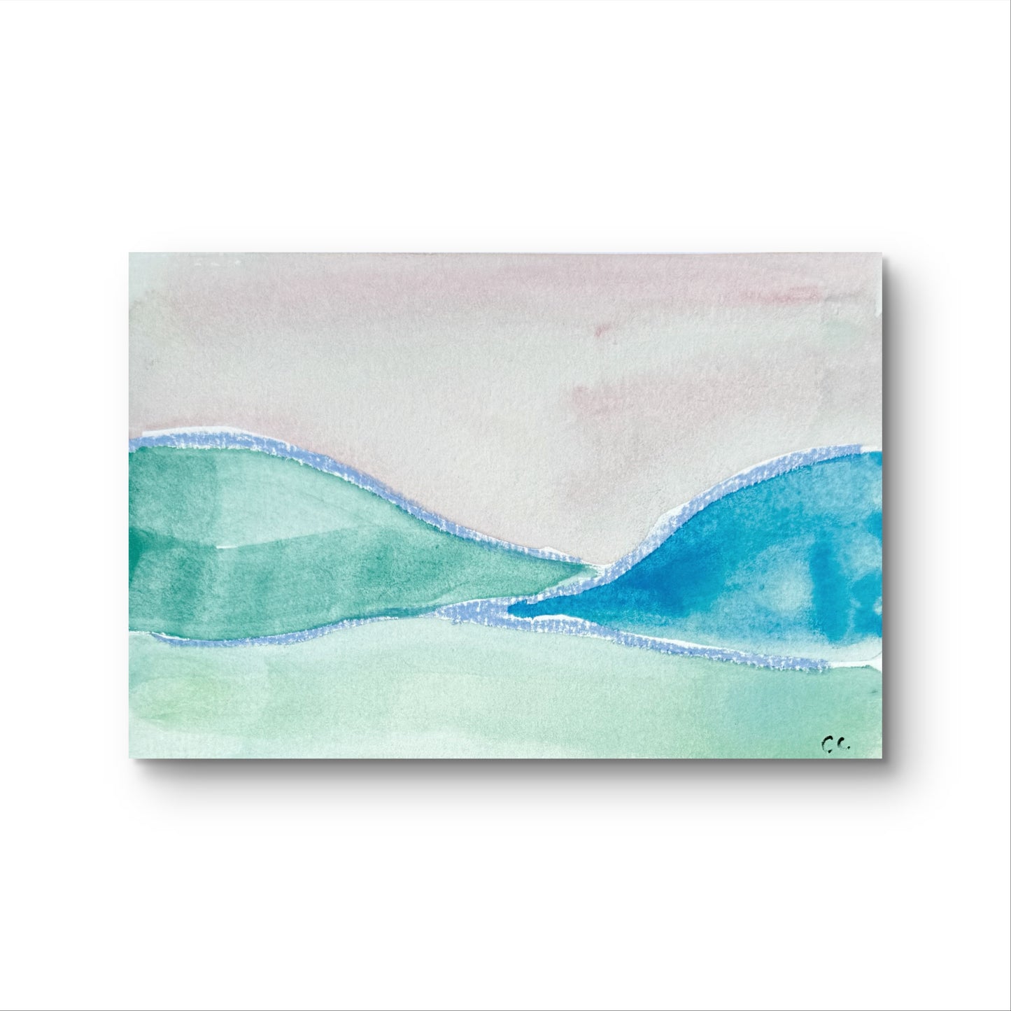 Original Abstract Watercolor Landscape Painting, Digital Print, Digital Download, Blue, Green, and Lavender, Abstract Artwork