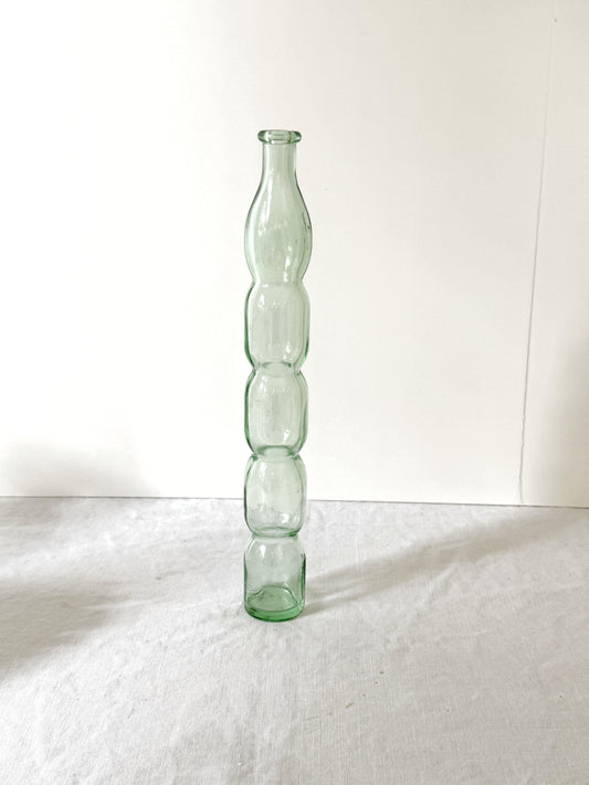 Green Vintage Bubble Glass Bud Vase