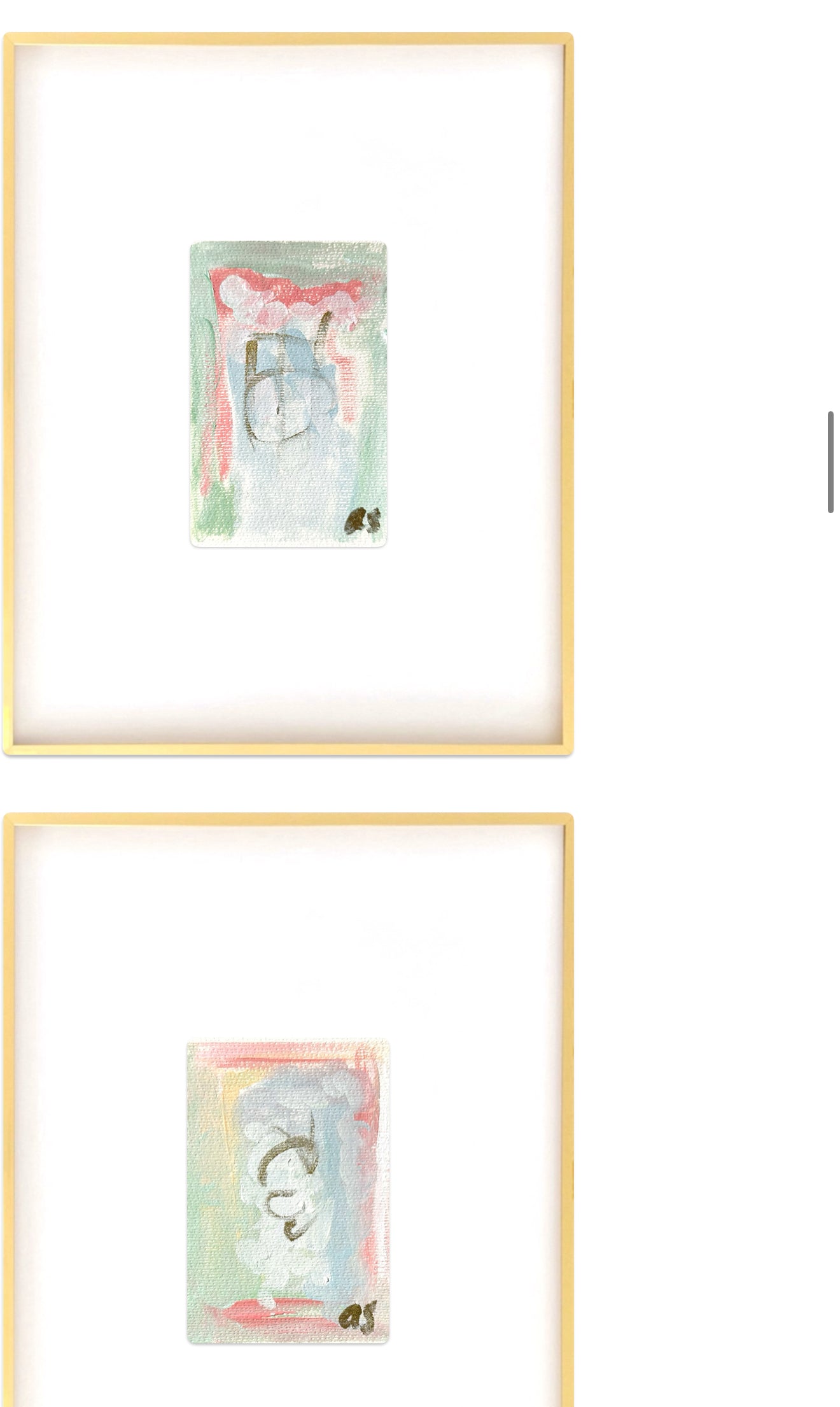 Original Abstract Watercolor Paintings, Set of Four, Framed, Pink, Blue, Green, Abstract Artwork