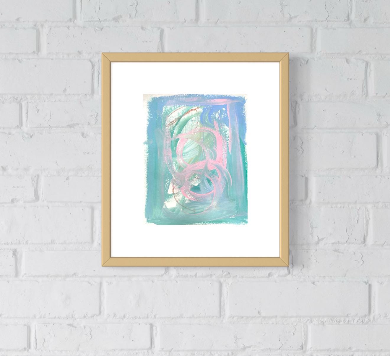 Original Abstract Watercolor Painting, Digital Print, Digital Download, Turquoise, Pink, Green, 8x10, Abstract Artwork