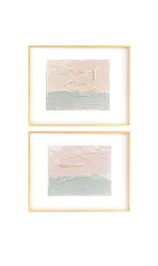 Original Abstract Mixed Media Painting, Set of 2, Abstract Wall Art, 5”x7” (Mat size 11”x14”), Neutral Artwork, Artwork for Interior Design
