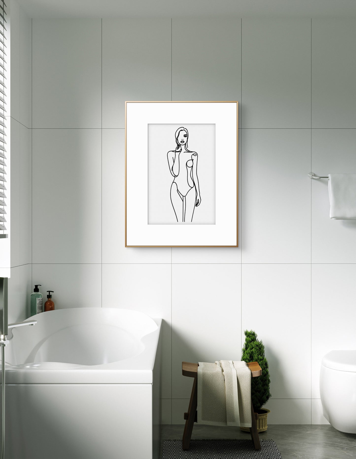 Minimalist Nude Figure Oversized Art Print, Modern Figure Drawing, Female Nude Figure Art, Abstract Nude Figure, Black & White Line Art