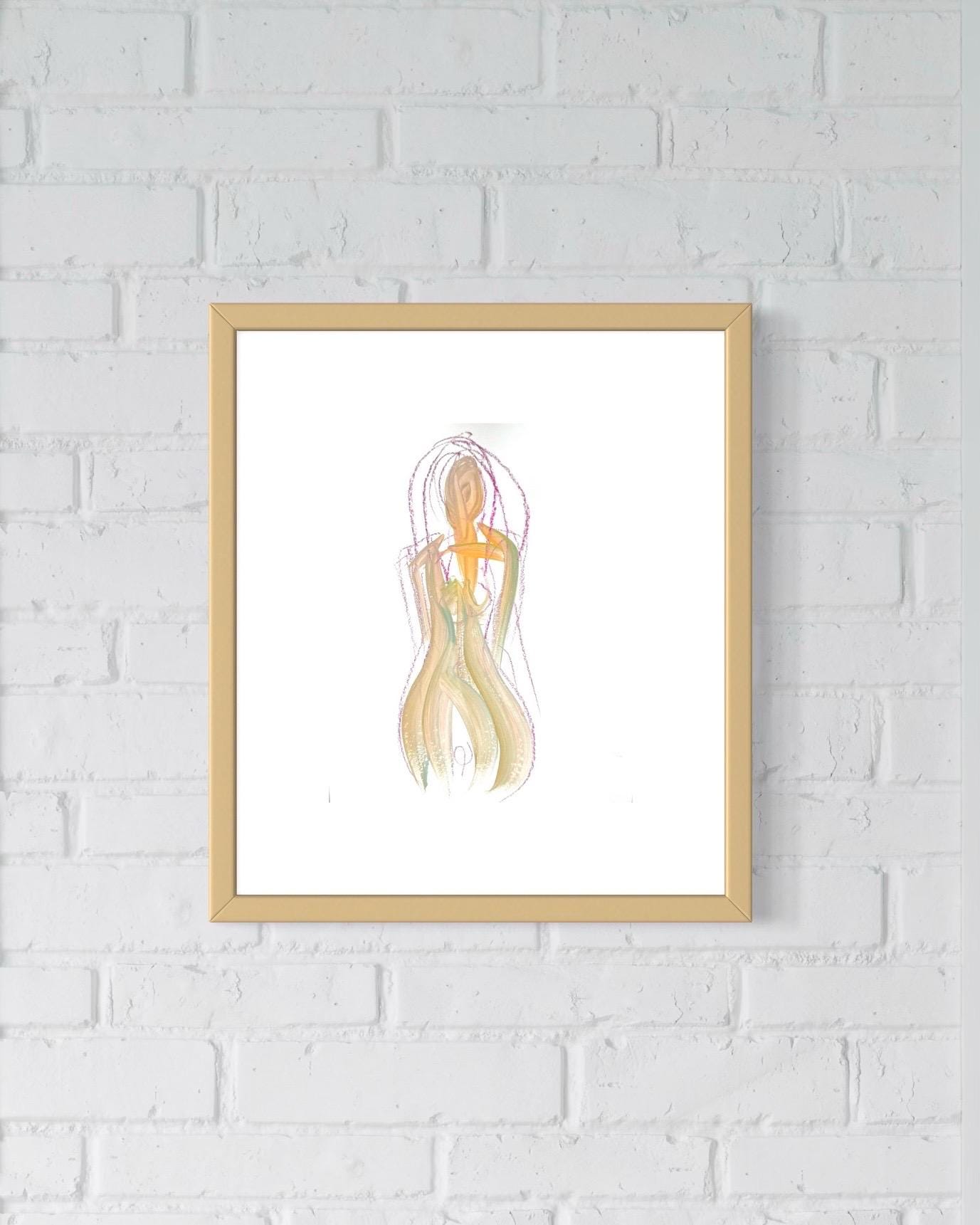 Original Abstract Watercolor Nude Female Painting, Digital Print, Digital Download, Pink, Green, 8x10, “Felicia”, Abstract Artwork