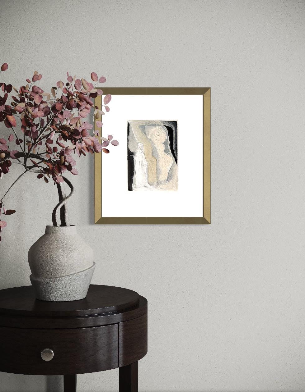 Original Abstract Fine Art Print, Black & White Monochrome Print (5x7)