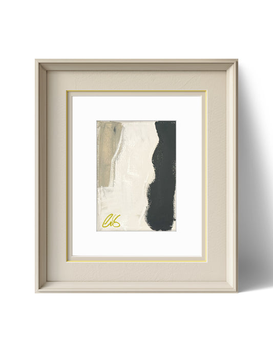 Original Abstract Fine Art Print, Black, White, Taupe, Signed Monochrome Fine Art Print (5x7)