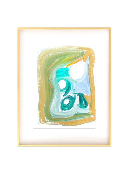 Original Abstract Watercolor Painting, Digital Print, Digital Download, Turquoise, Green, Yellow, 8x10, Abstract Artwork