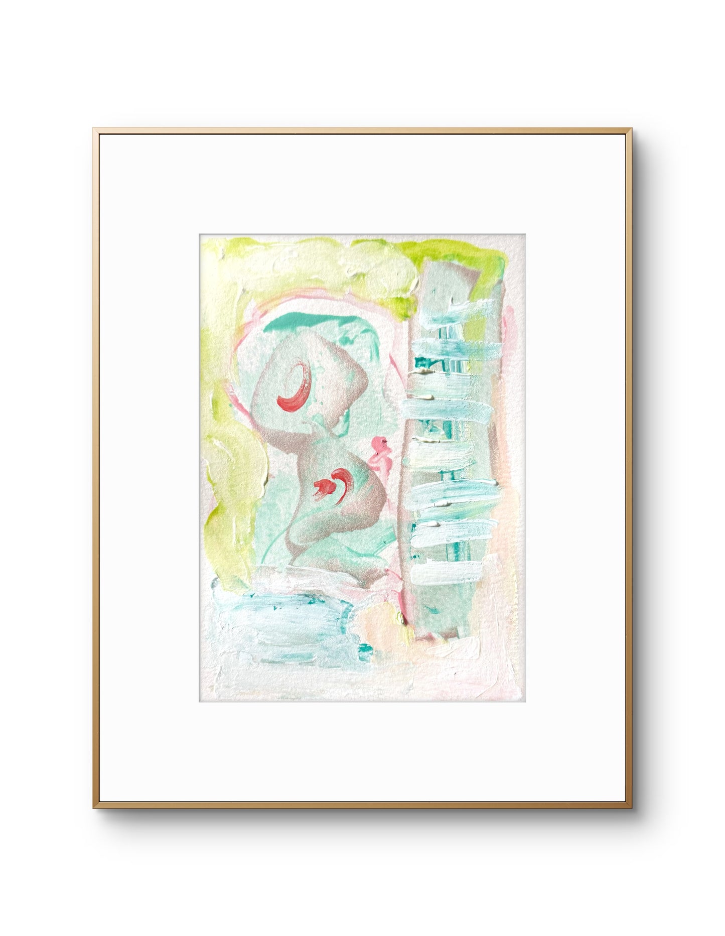 Original Abstract Watercolor Painting, Digital Print, Digital Download, Blue, Pink, and Green, 4x6, Abstract Artwork