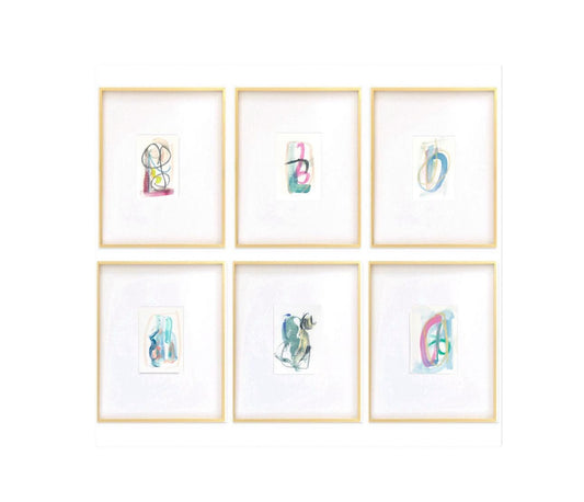 Original Abstract Art, Set of Six Paintings for Frame Gallery, size 4”x6”