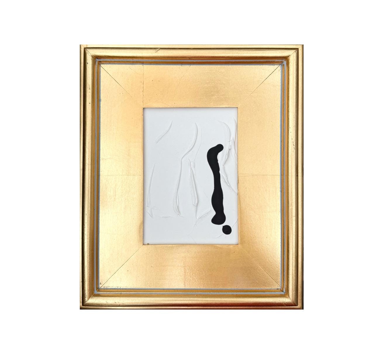 Original Abstract Mixed Media Painting on Canvas Panel, Framed in Gold-Leaf Wooden Frame, Original Abstract Art, Black and White, Texture