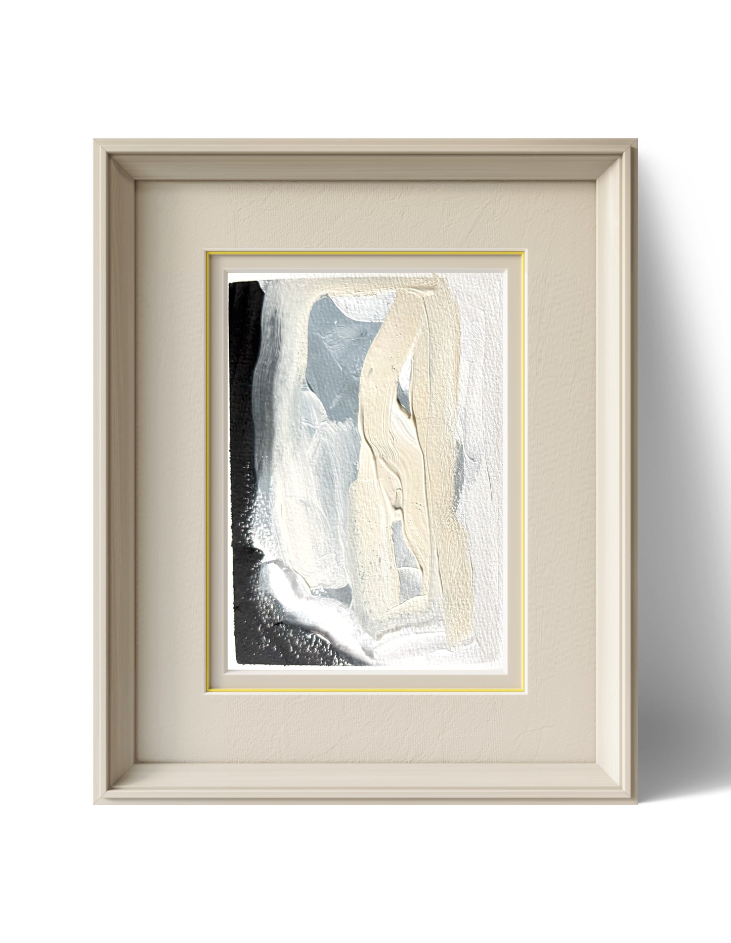 Original Abstract Fine Art Print, Black, White, Taupe, Blue, Monochrome Print (5x7), Abstract Artwork