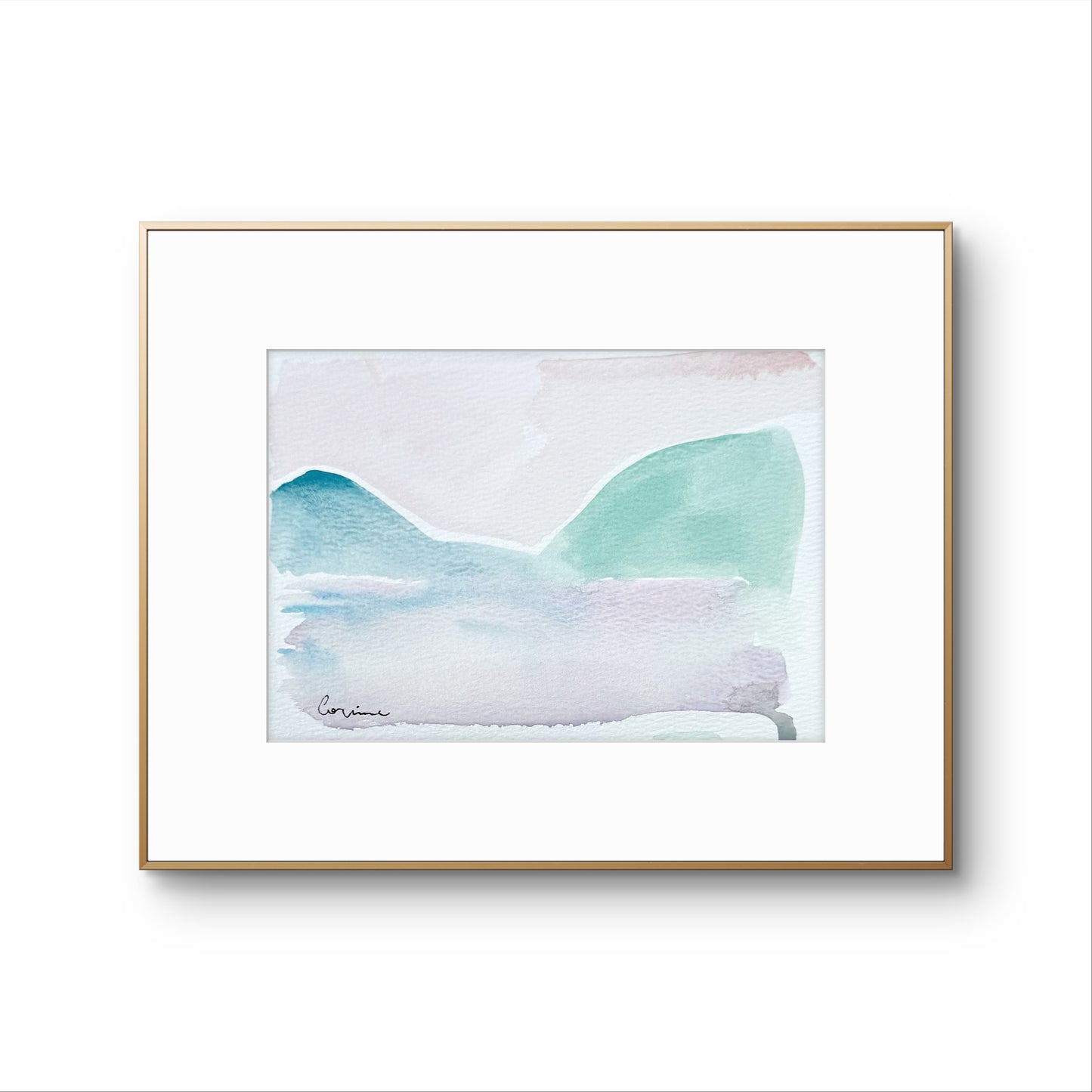 Original Abstract Watercolor Landscape Painting, Digital Print, Digital Download, Blue, Green, and Lavender, 5x7