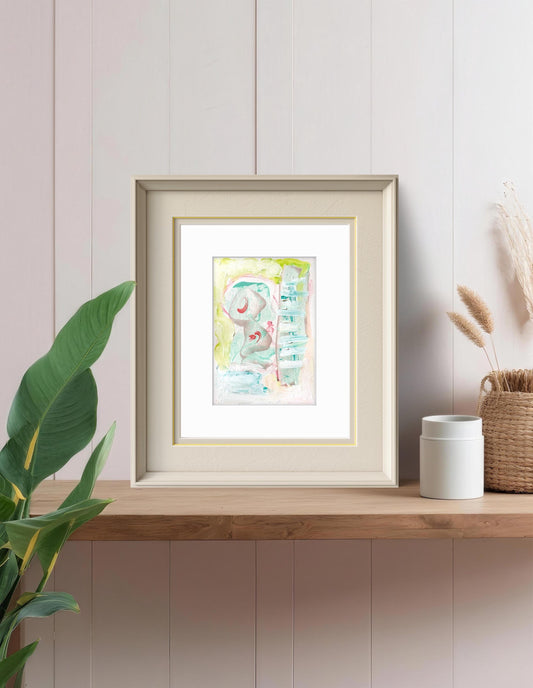 Original Abstract Watercolor Painting, Digital Print, Digital Download, Blue, Pink, and Green, 4x6, Abstract Artwork