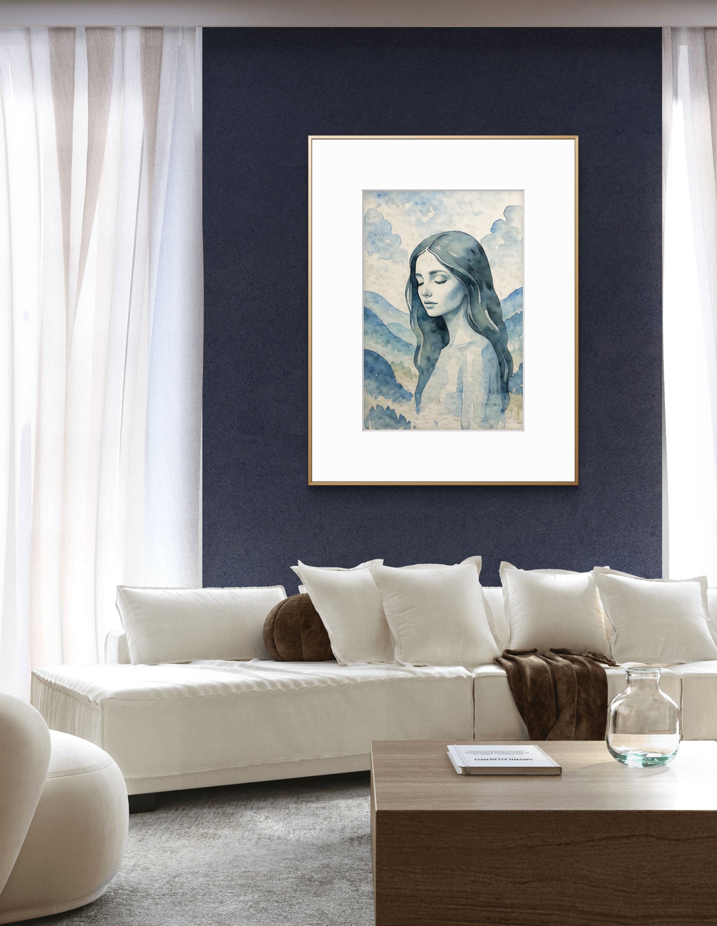 Minimalist Nude Figure Watercolor Oversized Art Print, Modern Figure Drawing, Female Nude Figure Art, Abstract Nude Figure