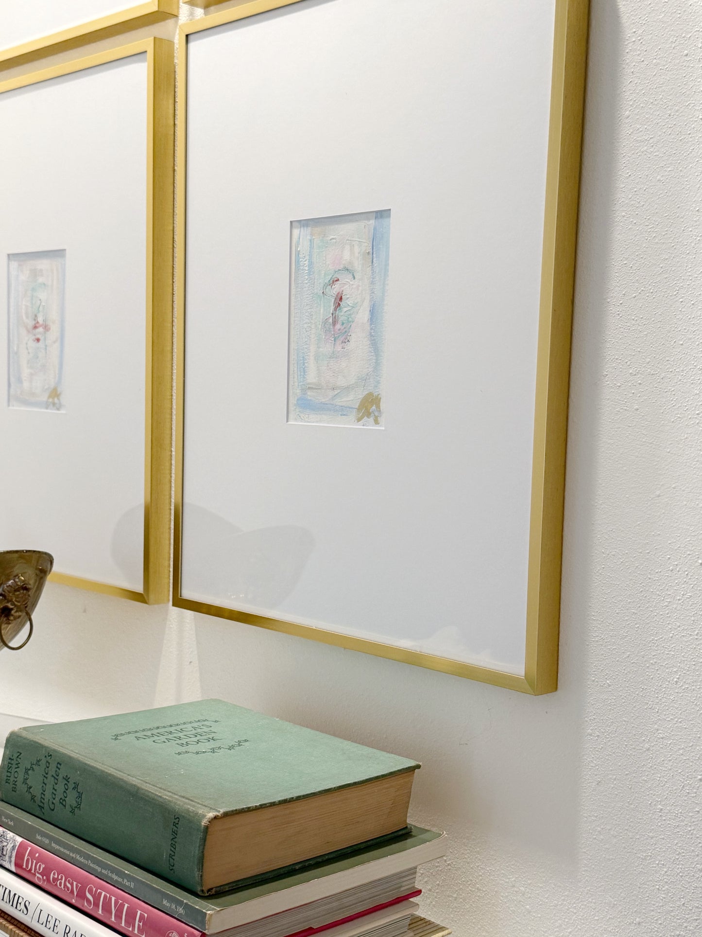 Set of Four Original Abstract Watercolor Paintings, Size 5x7, Blue, Pink, Neutral Pastel Wall Decor