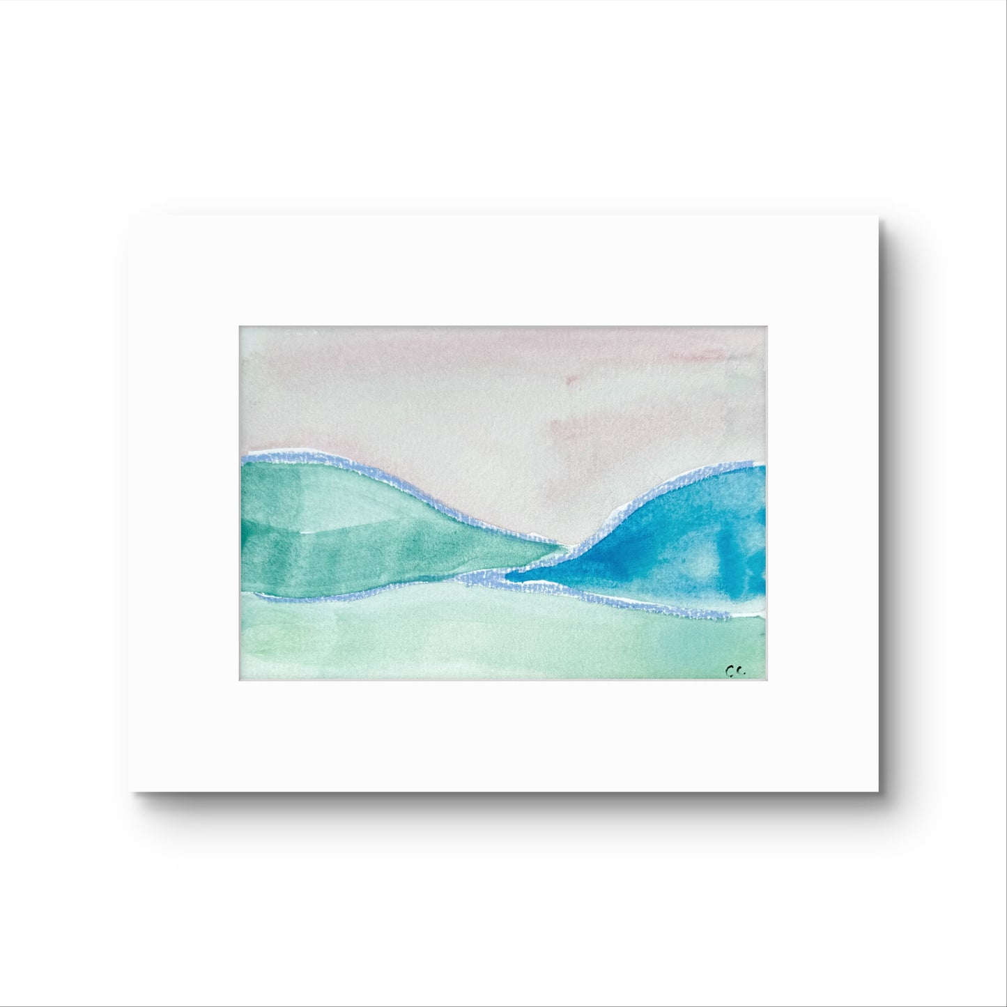 Original Abstract Watercolor Landscape Painting, Digital Print, Digital Download, Blue, Green, and Lavender, Abstract Artwork