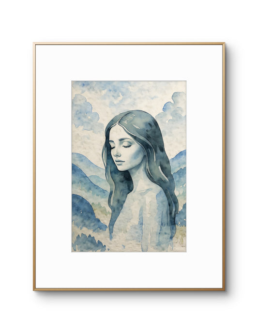 Minimalist Nude Figure Watercolor Oversized Art Print, Modern Figure Drawing, Female Nude Figure Art, Abstract Nude Figure