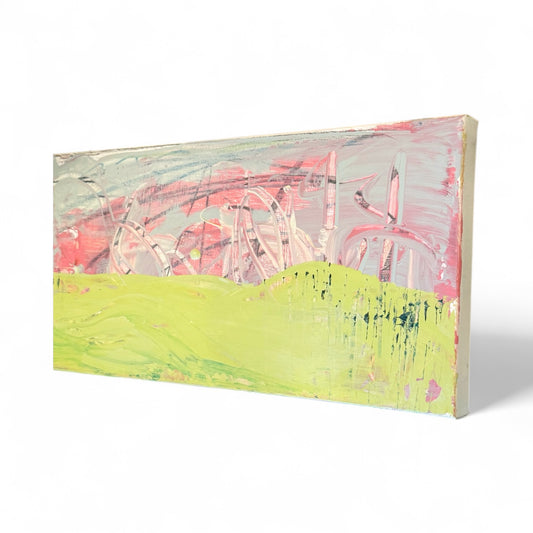 Original Abstract Mixed Media Landscape Painting on Canvas, 10x30