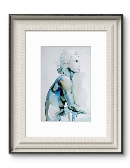 Minimalist Nude Figure Watercolor Oversized Art Print, Modern Figure Drawing, Female Nude Figure Art, Abstract Nude Figure