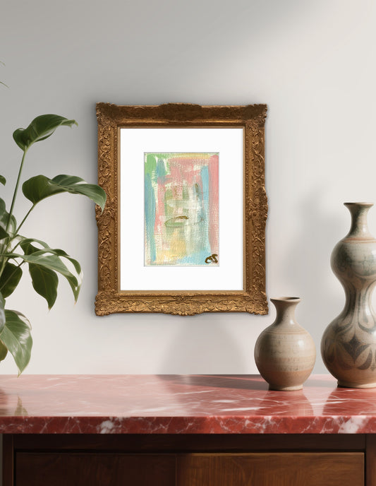 Original Abstract Watercolor Painting, Digital Print, Digital Download, Blue, Pink, and Green, 4x6, Abstract Artwork