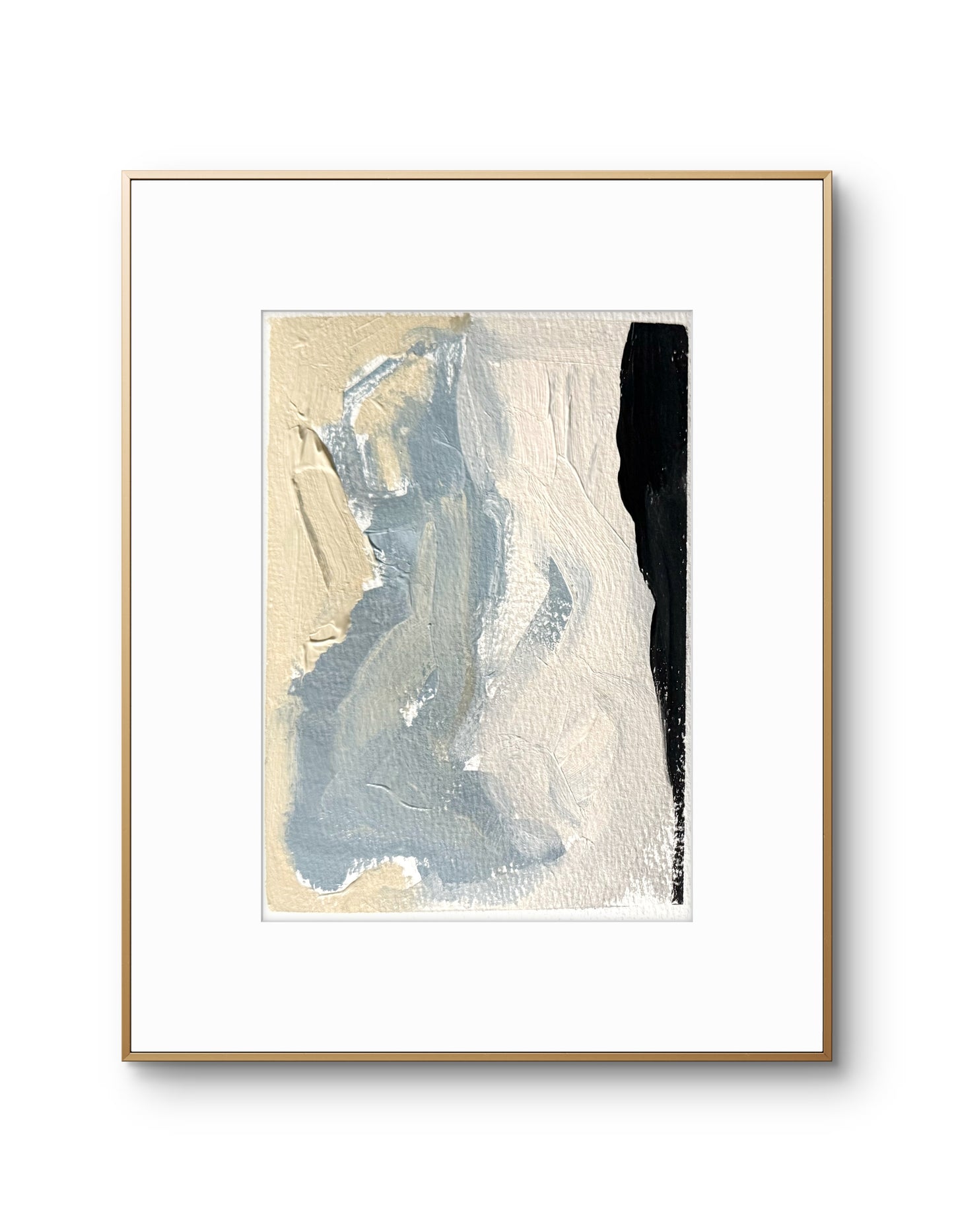 Original Abstract Fine Art Print, Black, White, Taupe, Blue, Monochrome Print (5x7), Abstract Artwork