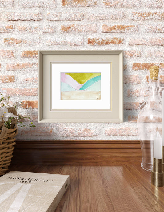 Original Abstract Watercolor Landscape Painting Fine Art Print, Size 5x7, Lavender, Blue, Green, Abstract Artwork, Wall Decor