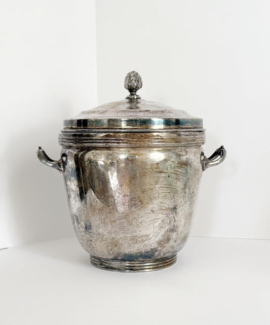 Vintage Sheffield Silver-Plated Ice Bucket and Tongs