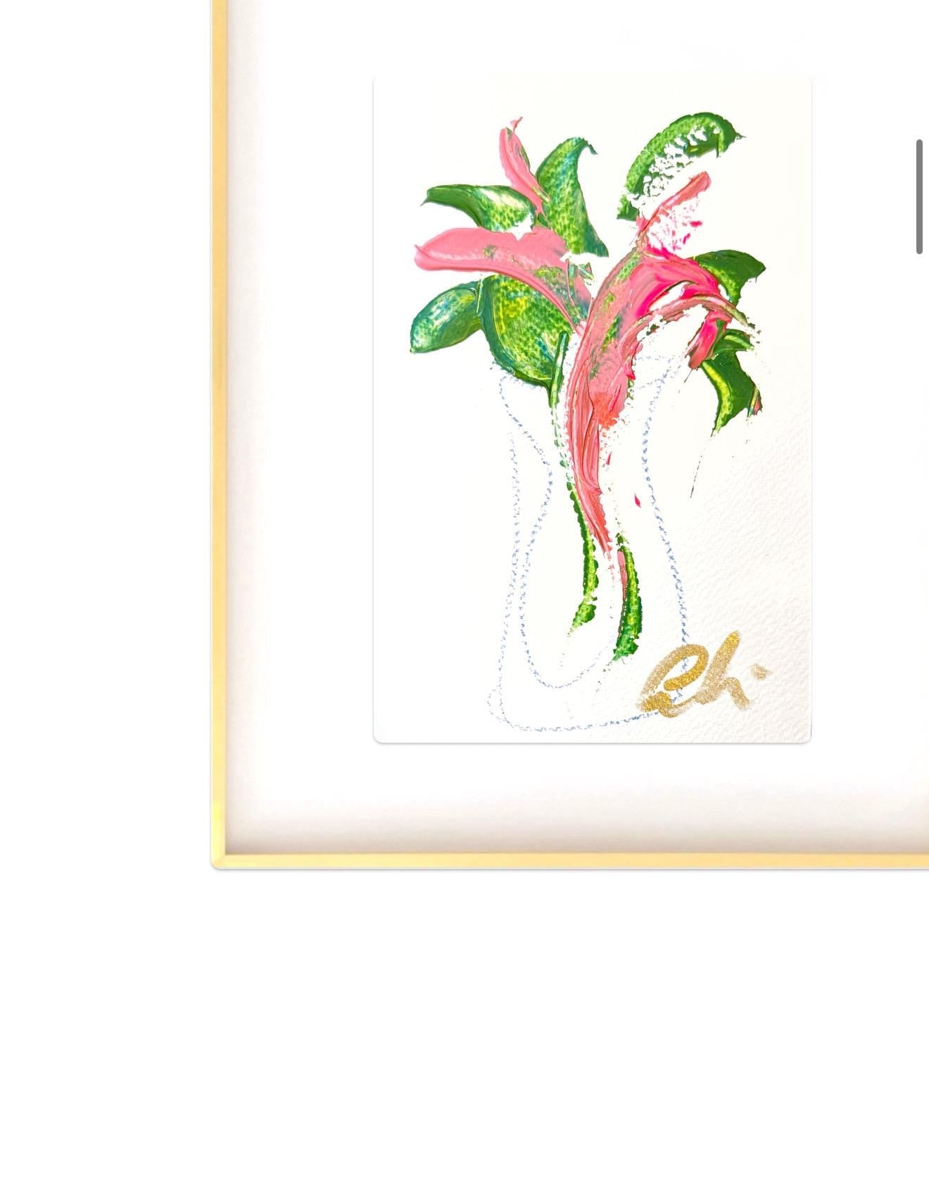 Original Abstract Fine Art Prints, Green, Pink, Blue, Pair (5x7), Abstract Artwork