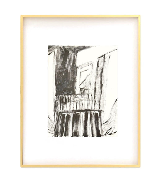 Original Abstract Architectural Fine Art Print, Black & White Monochrome Print (8x10)